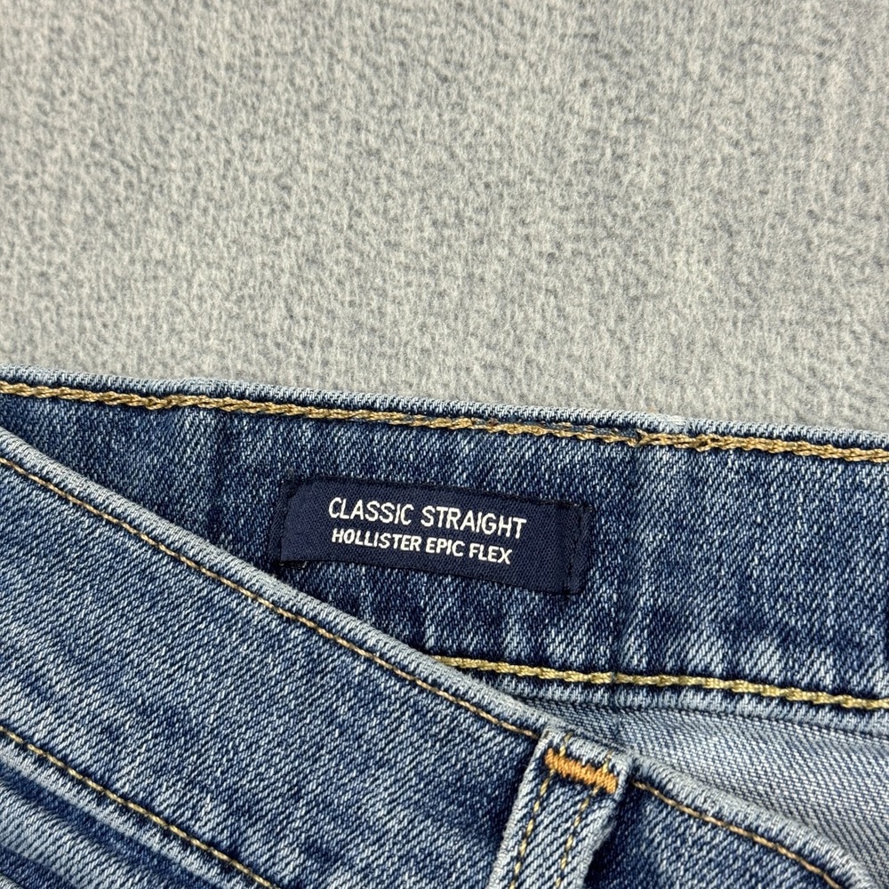 Hollister Jeans Men 30x30 Blue Epic Flex Straight Slim Fit Light 5-Pocket Cotton - Picture 4 of 14